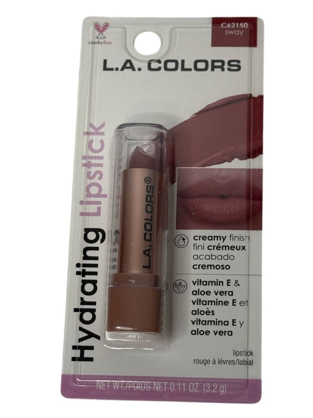 LA Colors Hydrating Lipstick Sway C62150 Vitamin E Aloe New